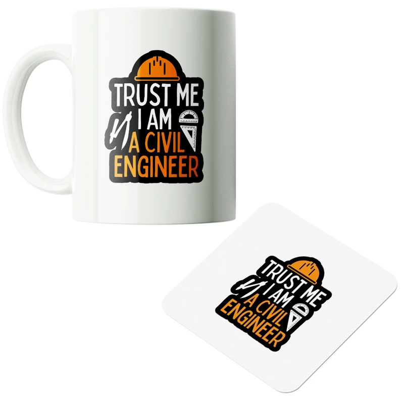 ماگ پاد آفرین مدل مهندس عمران کد PZ035 به همراه زیرلیوانی