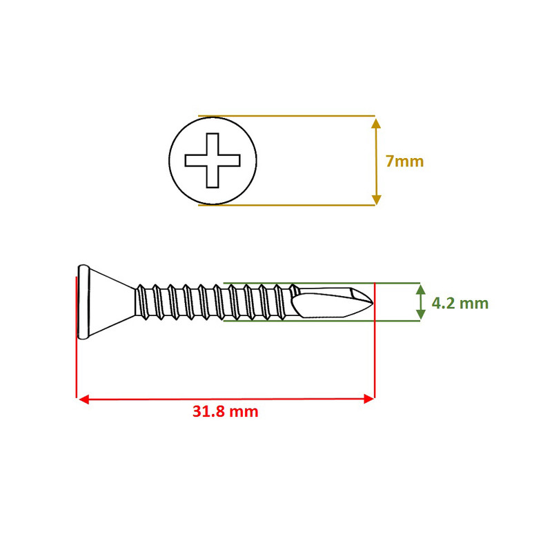 پیچ سر تخت مته دار مدل 32-4.2 بسته 200 عددی