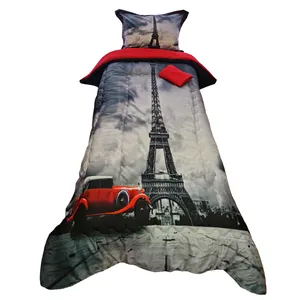 سرویس خواب طرح سه بعدی ماشین و برج ایفل کد 2 یک نفره 4 تکه