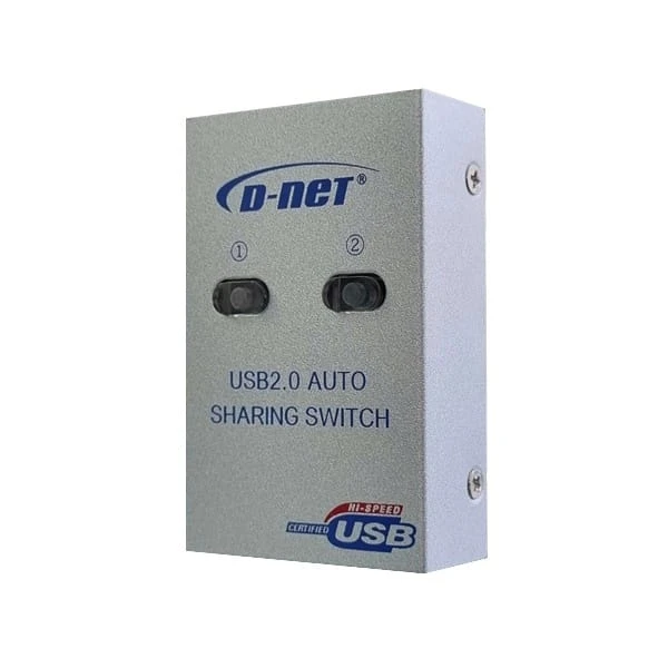 سوییچ پرینتر 2 پورت USB 2.0 دی-نت مدل فلزی