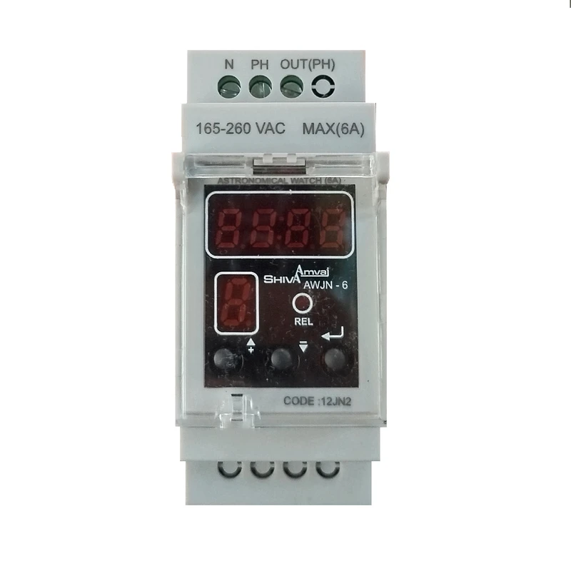 رله شیوا امواج مدل ساعت نجومی 6 آمپر سری N شیوا امواج کد AWJN-6/12JN2 بسته پنج عددی