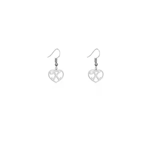 گوشواره نقره زنانه هایکا  طرح قلب و حرف X مدل n.ha780