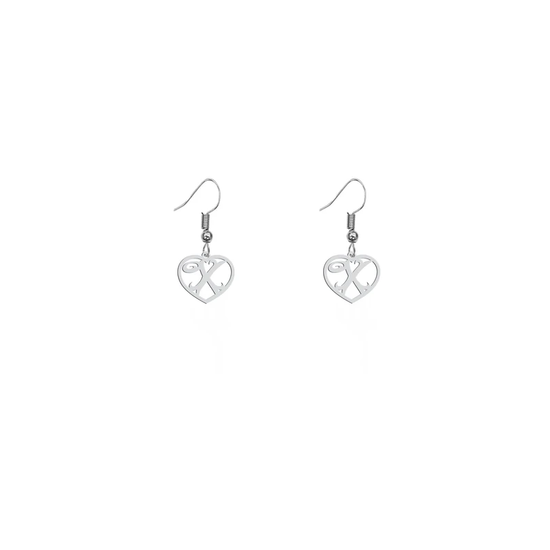 گوشواره نقره زنانه هایکا  طرح قلب و حرف X مدل n.ha780