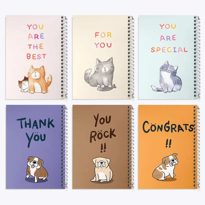 دفتر مشق 100 برگ خندالو طرح گربه و سگ کد 42 مجموعه 6 عددی