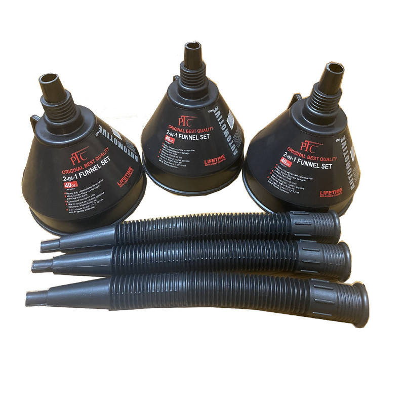 قیف خرطومی خودرو پی تی سی مدل 2in 1 Funnel بسته 3 عددی