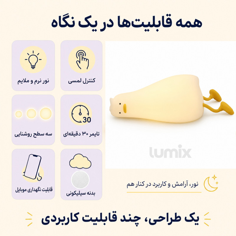 چراغ خواب لومیکس مدل اردک خوابالو