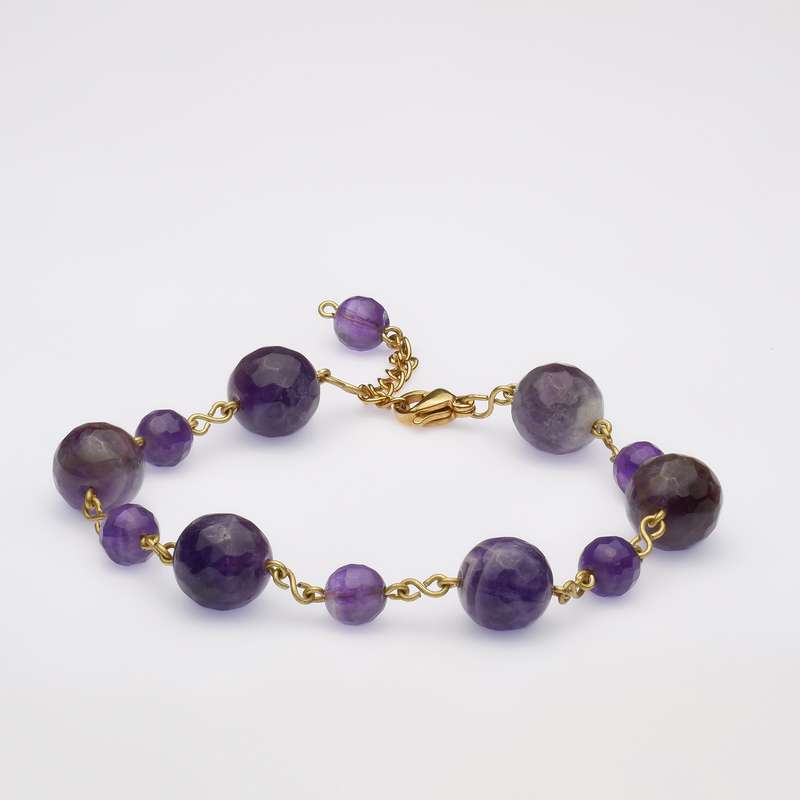 دستبند زنانه مدل سنگ آمیتیست کد 14 دستبند زنانه مدل سنگ آمیتیست کد 14