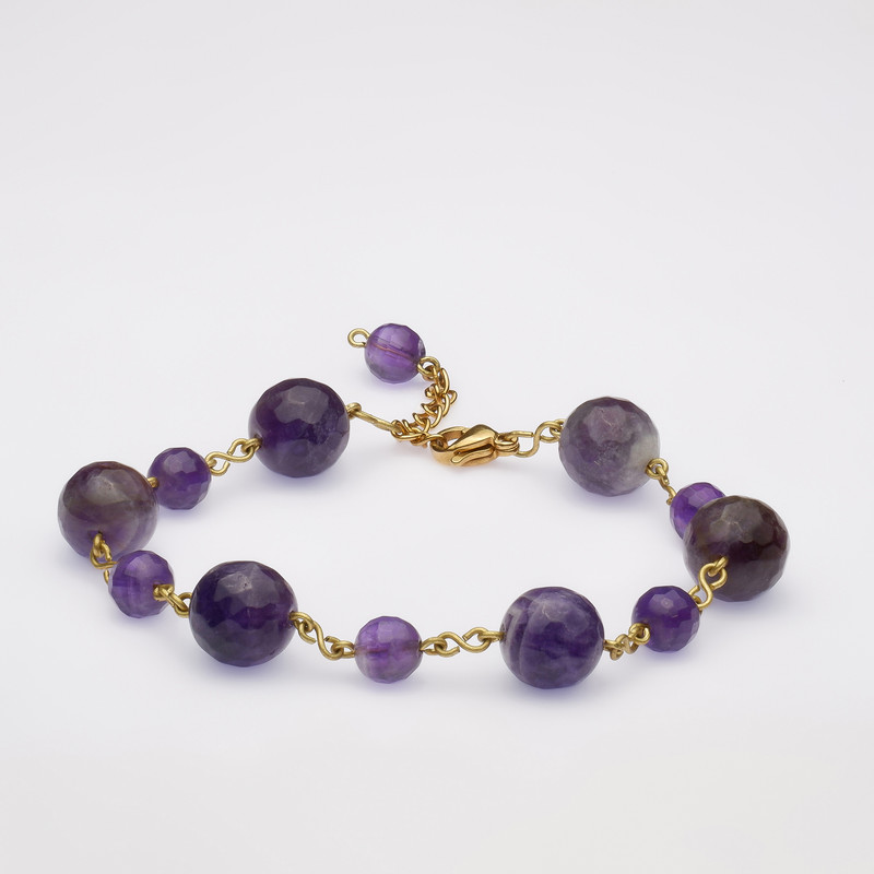 دستبند زنانه مدل سنگ آمیتیست کد 14 دستبند زنانه مدل سنگ آمیتیست کد 14