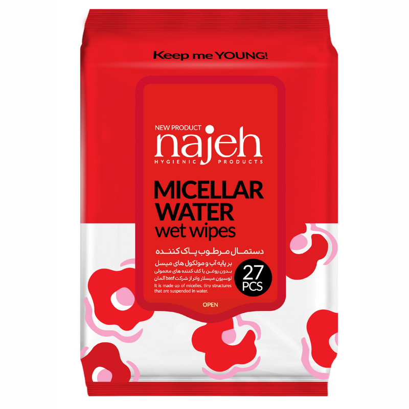 دستمال مرطوب ناژه مدل Micellar Water بسته 27 عددی
