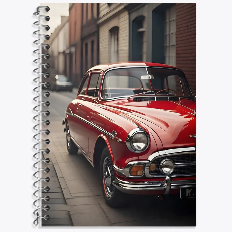 دفتر زبان 50 برگ خندالو مدل دو خط طرح ماشین کلاسیک کد F1325