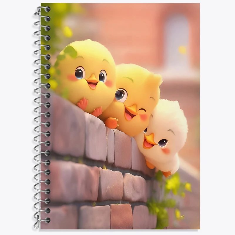 دفتر زبان 50 برگ خندالو مدل سه خط طرح جوجه های کیوت کد N4555