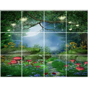  تایل سقفی طرح جنگل زیبا و مهتاب کد K 1111-12 سایز 60x60 سانتی متر مجموعه 12عددی