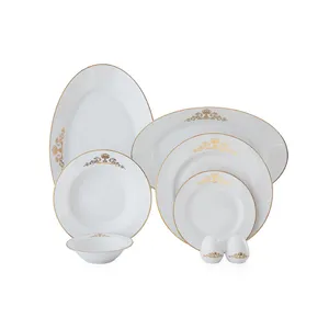 سرویس غذاخوری 28 پارچه چینی زرین ایران مدل ایتالیا اف کوئین طلایی درجه 3