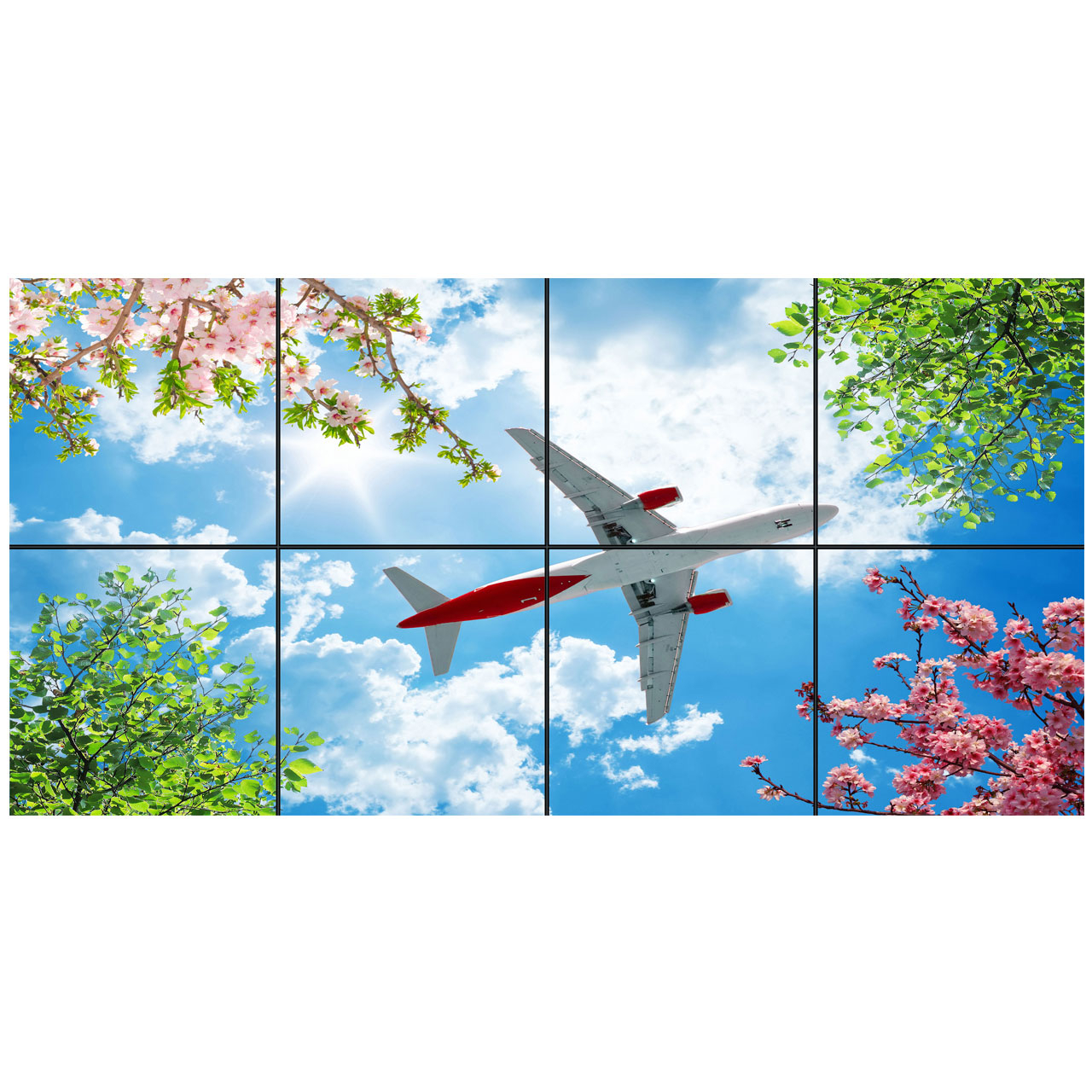 تایل سقفی آسمان مجازی طرح گل و هواپیما کد 0100 سایز 60x60 سانتی متر مجموعه 8 عددی