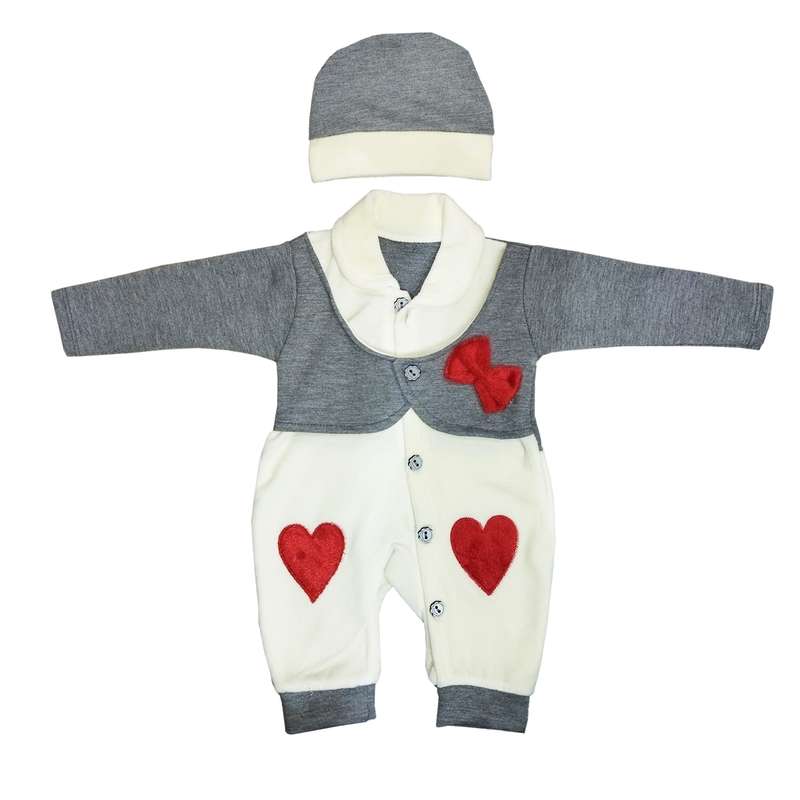 ست سرهمی و کلاه نوزادی مدل مخملی