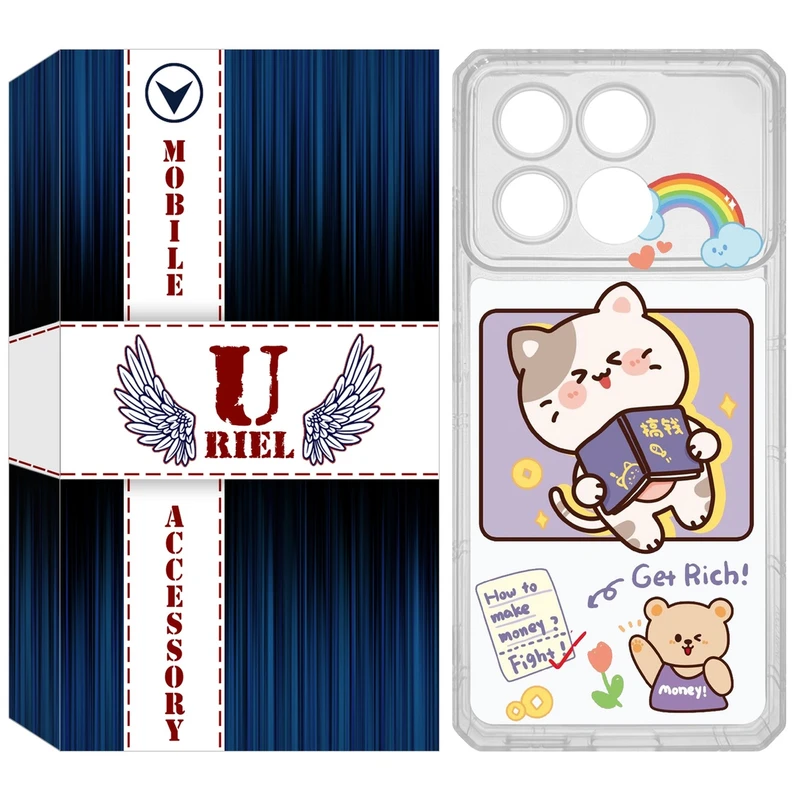 کاور یوریل مدل Clear کد 12 طرح گربه مناسب برای گوشی موبایل شیائومی Poco X6 Pro