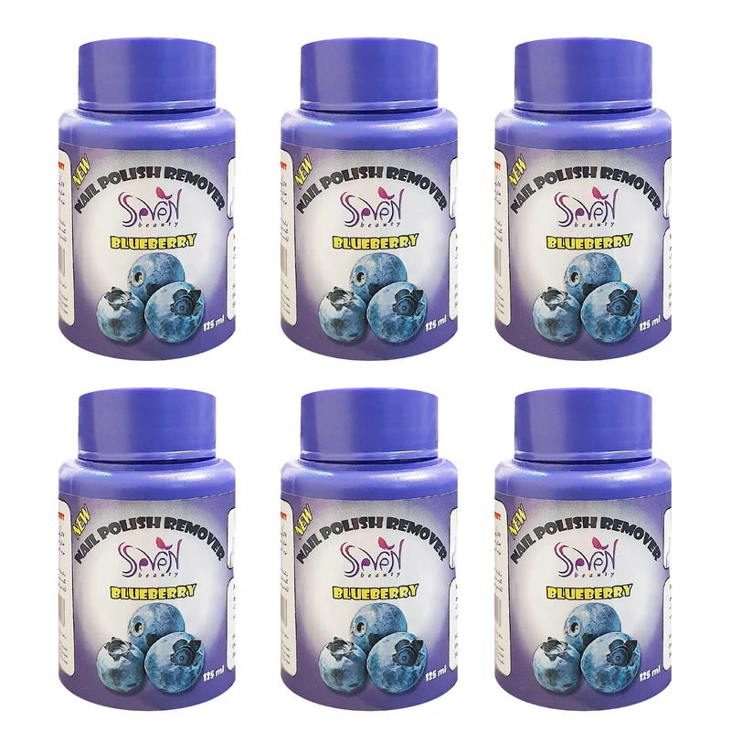 لاک پاک کن اس سون بیوتی مدل بلوبری اسفنجی حجم 125 میلی لیتر مجموعه 6 عددی