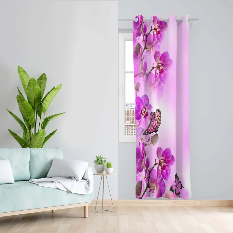 پرده طرح گل مدل مخمل پانچی کد 5063L z سایز 140x200 سانتی متر