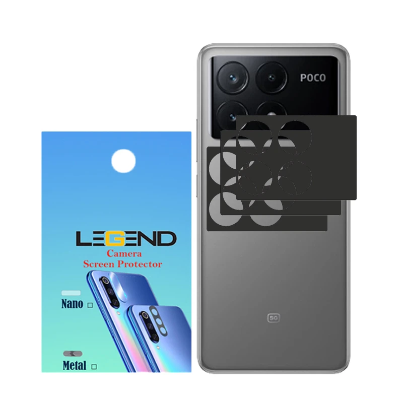 محافظ لنز دوربین لجند مدل قابدار مناسب برای گوشی موبایل شیائومی Poco X6 Pro بسته 3 عددی