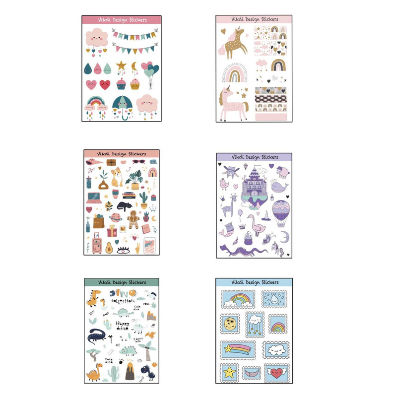 برچسب ویکدی مدل فانتزی طرح کودکانه دخترانه و پسرانه مجموعه 6 عددی