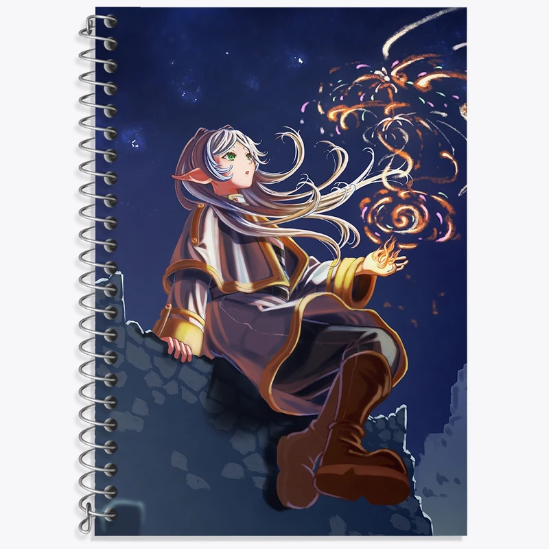 دفتر زبان 50 برگ خندالو مدل دو خط طرح انیمه فریرن (Frieren) کد 33971