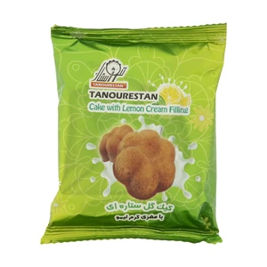 کیک گل ستاره ای با مغزی کرم لیمو تنورستان - 50 گرم بسته 40 عددی