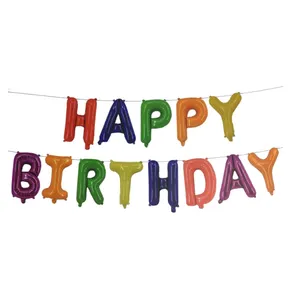 بادکنک فویلی سورتک مدل Happy BirthDay پلاس کد STF1013 بسته 13 عددی