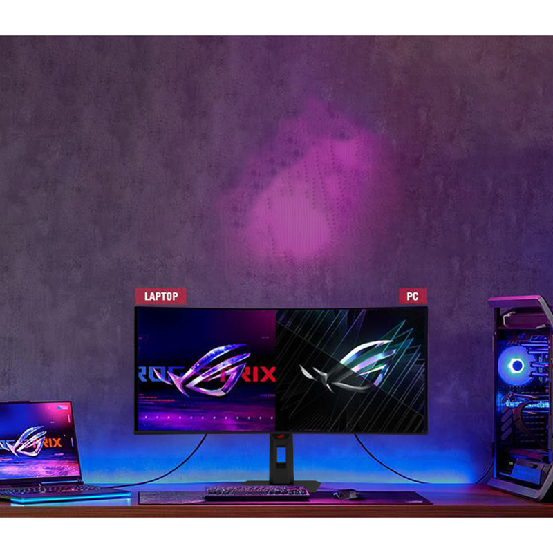 مانیتور خمیده گیمینگ 34 اینچ ایسوس مدل ROG Strix XG34WCDMS با وضوح 4K، پنل QD-OLED و نرخ به‌روزرسانی 280 هرتز