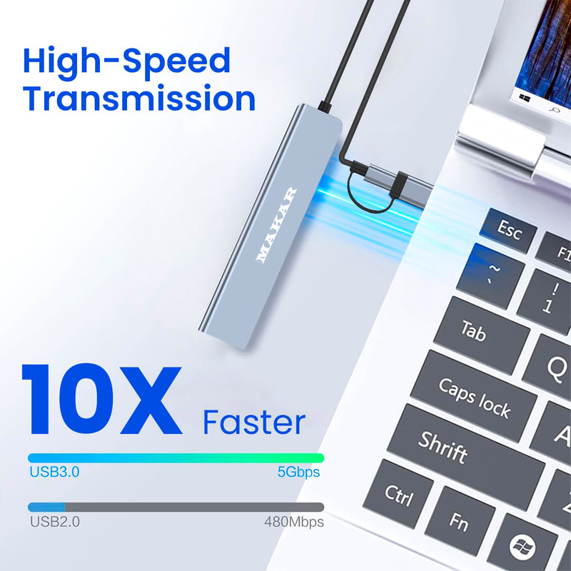 هاب 7 پورت USB 2.0 و USB 3.0 ماکار مدل 7in1 MK-HU243