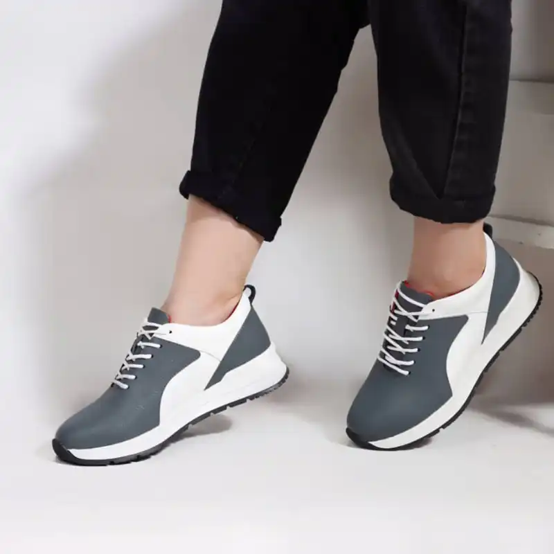 کفش روزمره زنانه مدل چرم طبیعی کد 00152 رنگ طوسی