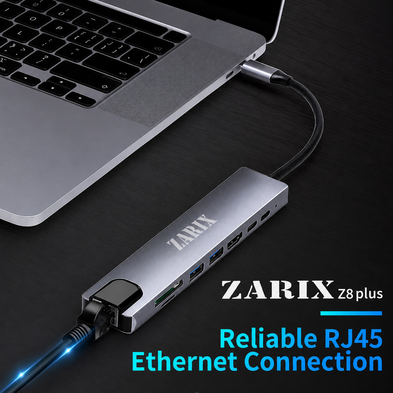 هاب ۸ پورت USB-C زاریکس مدل Z8 Plus 