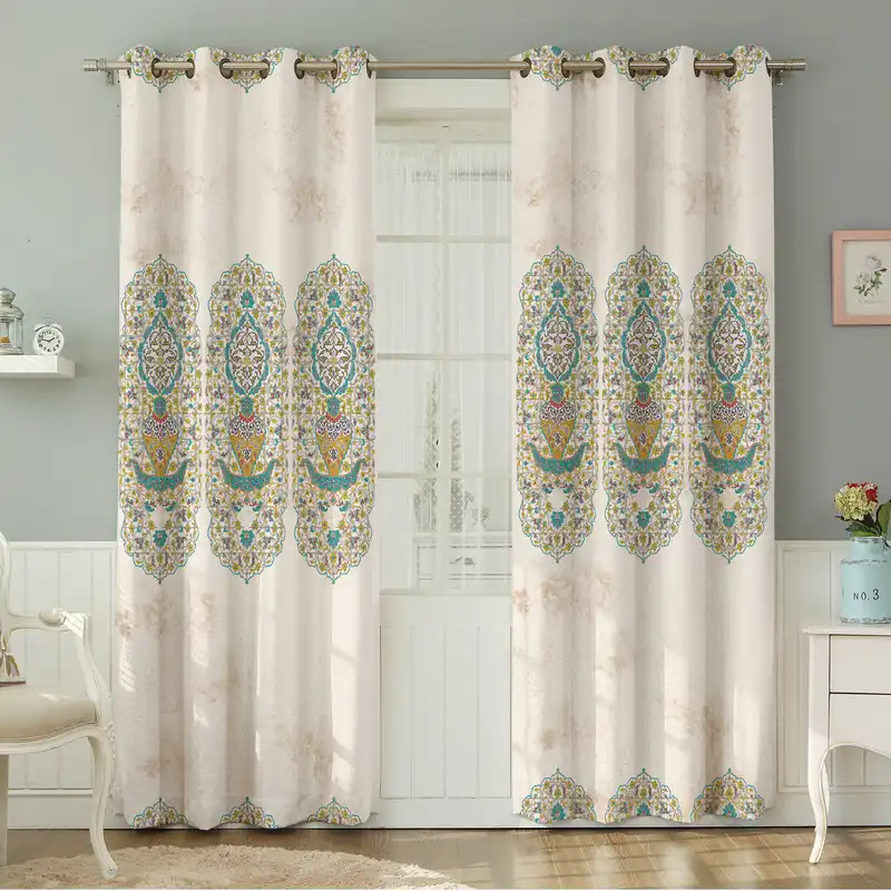 پرده نیروانا طرح سنتی مدل مخمل کد 8089سایز 140×280 سانتی متر