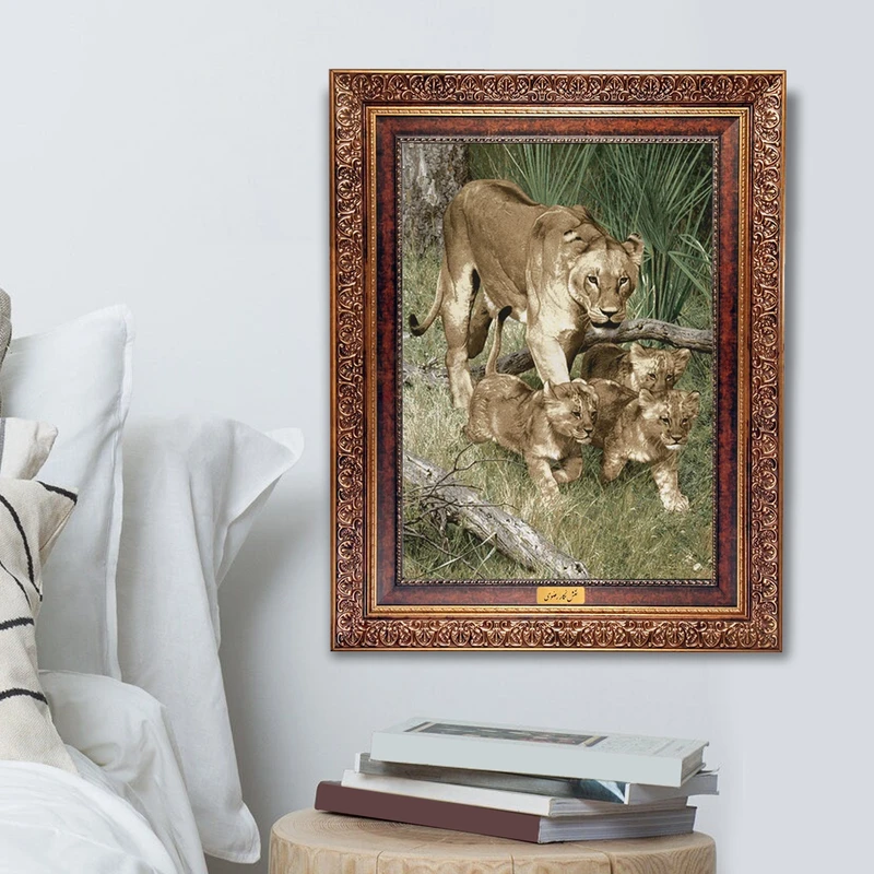 تابلو فرش ماشینی نقش نگار رضوی طرح ببر کد 1007KC