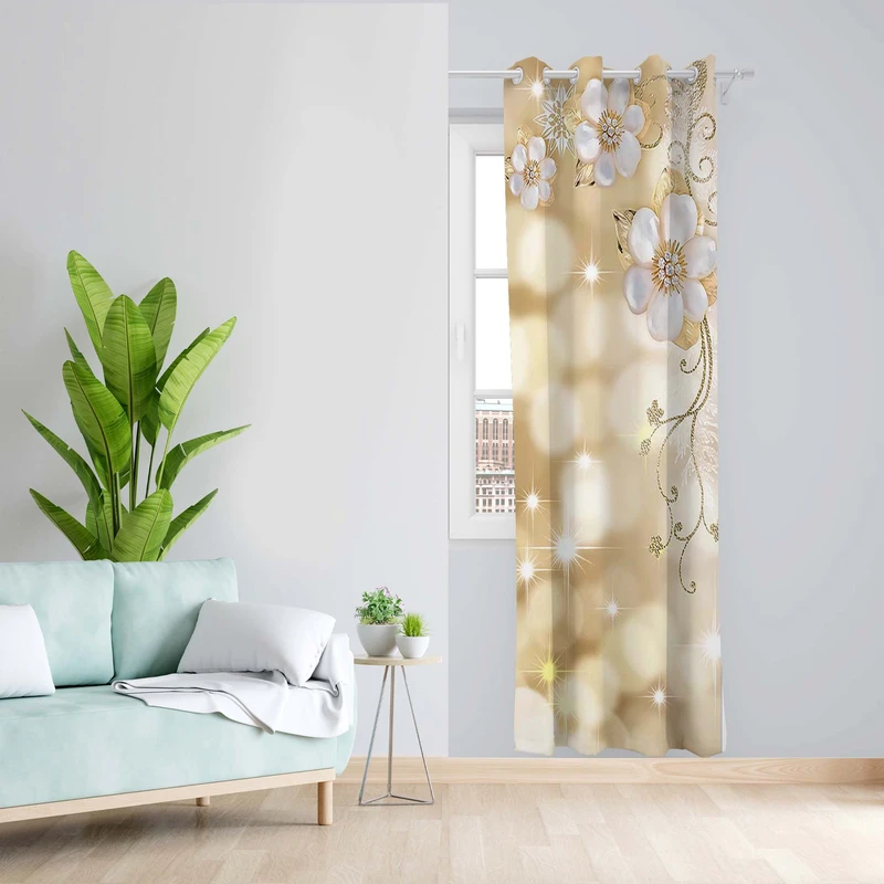 پرده طرح گل مدل مخمل پانچی کد 5312R z سایز 140x200 سانتی متر