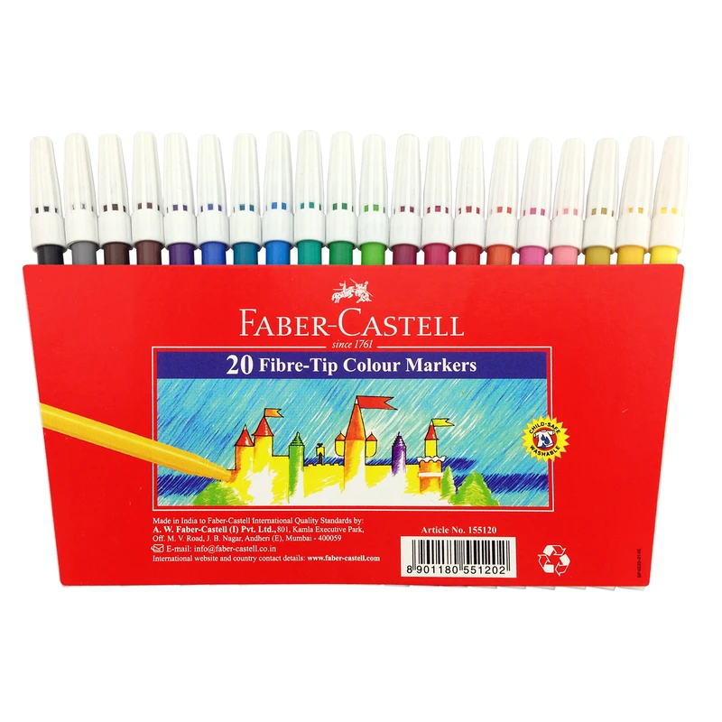 ماژیک رنگ آمیزی فابر کاستل مدل 45F-Fiber tip بسته 20 عددی