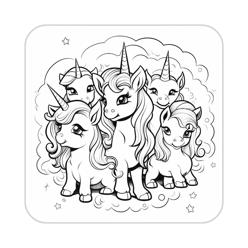 زیر لیوانی کاکتی طرح اسب تک شاخ و یونیکورن مدل mp29386