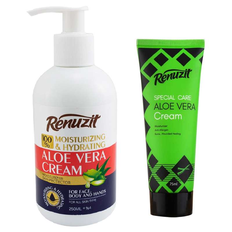کرم مرطوب کننده رینوزیت مدل آلوئه ورا حجم 250 میلی لیتر به همراه کرم مرطوب کننده حجم 75 میلی لیتر