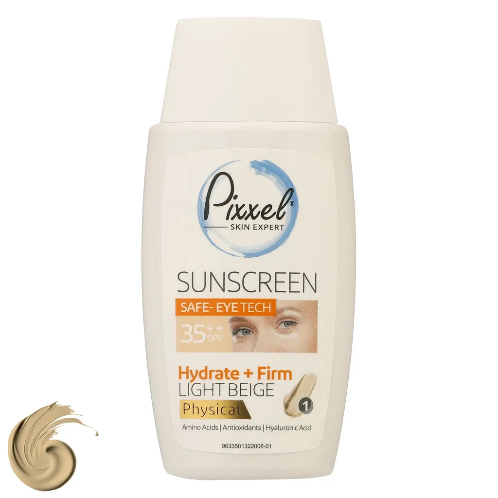 کرم ضدآفتاب رنگی دور چشم و صورت پیکسل SPF35 مدل Physical، حاوی محافظ UVA ،++PA و UVB، ضد پیری، مرطوب‌کننده، مناسب انواع پوست حجم 50 میلی‌لیتر