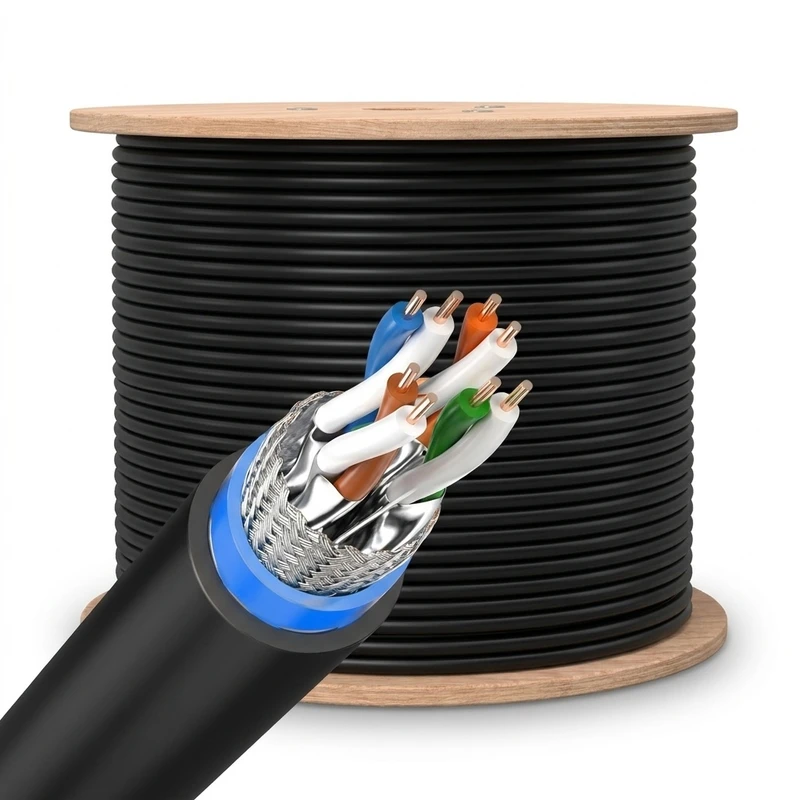 کابل شبکه cat6 نگزنس مدل cat6 sftp outdoor double jacket nxs دو روکشه