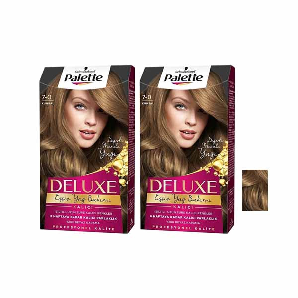  کیت رنگ مو پلت سری DELUX شماره 0-7 حجم 59 میلی لیتر رنگ کاراملی مجموعه 2 عددی
