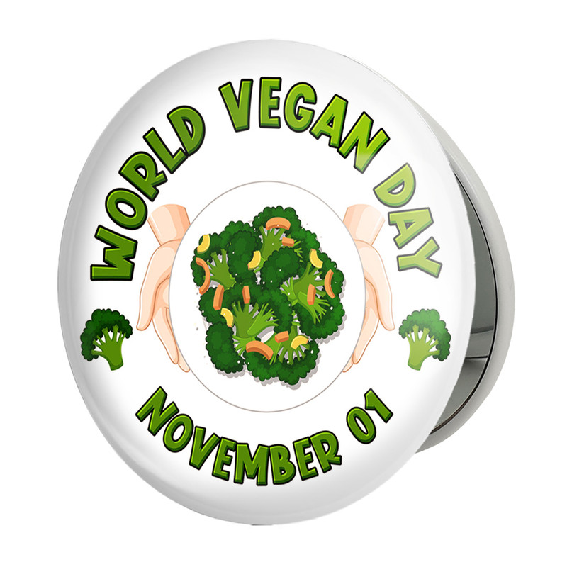آینه جیبی خندالو طرح وگن Vegan مدل تاشو کد 31124