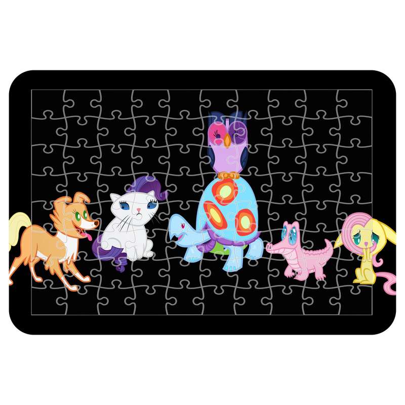 پازل 54 تکه اطلس آبی طرح عروسکی گربه و لاک پشت و سگ و جغد مدل P1560