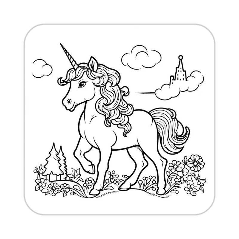 زیر لیوانی کاکتی طرح اسب تک شاخ و یونیکورن مدل mp32836