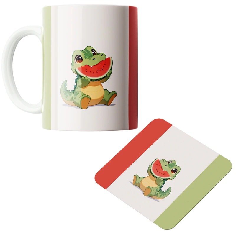 ماگ پاد آفرین مدل دایناسور بامزه کد z416 به همراه زیر لیوانی