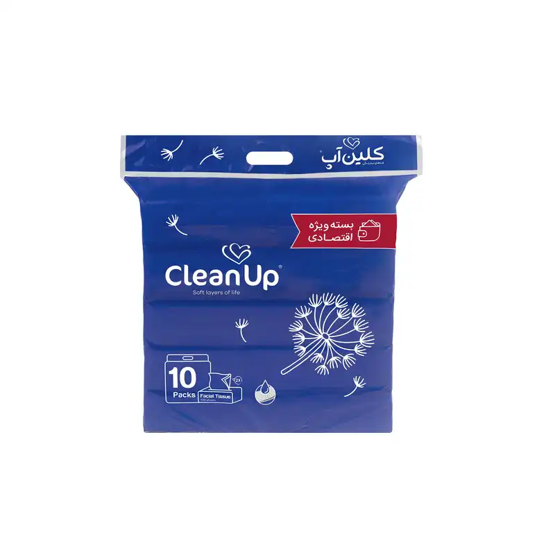 دستمال کاغذی 100 برگ کلین آپ مدل اقتصادی قاصدک بسته 10 عددی