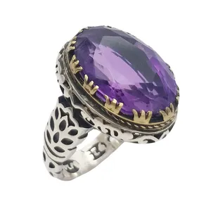 انگشتر نقره مردانه مدل آمیتیست کد 4101799