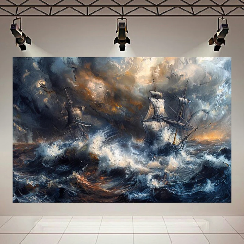 استیکر طرح دریای خروشان مدل کشتی حمل بار کد PD130695