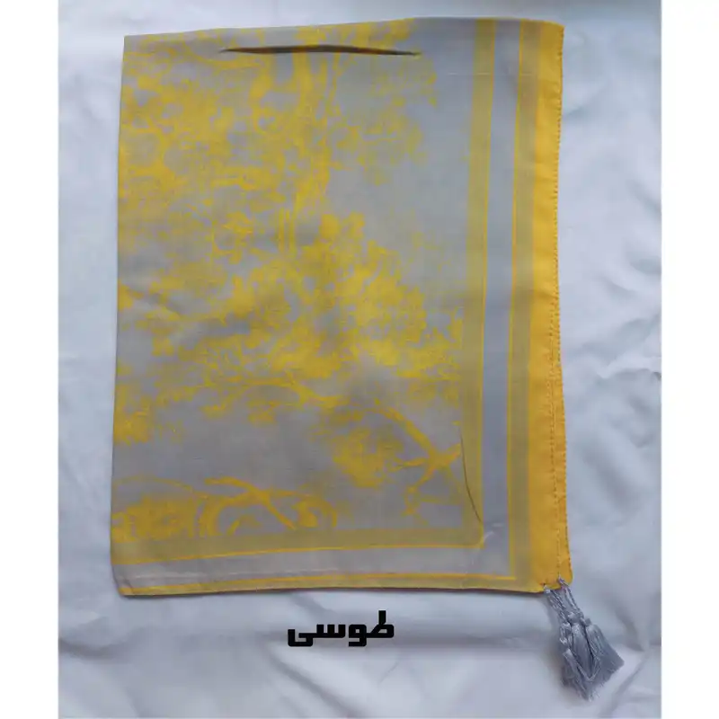 شال زنانه مدل نخی وال طرح جنگل منگوله دار