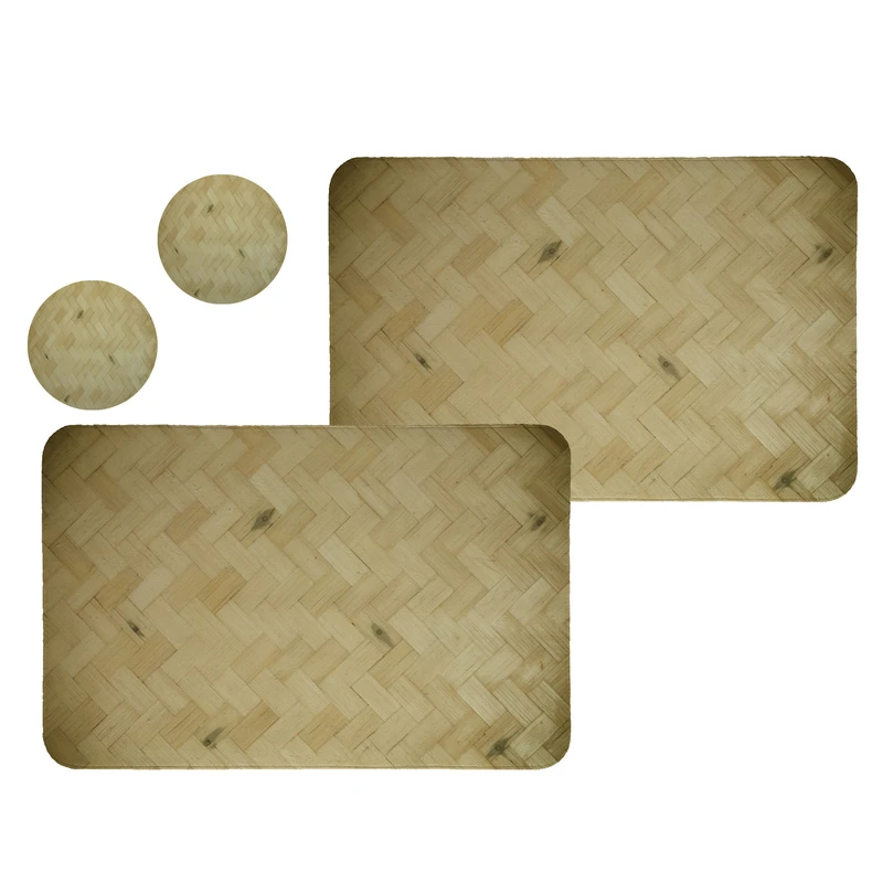 زیربشقابی طرح حصیر کد 8060 مجموعه 2 عددی همراه زیرلیوانی