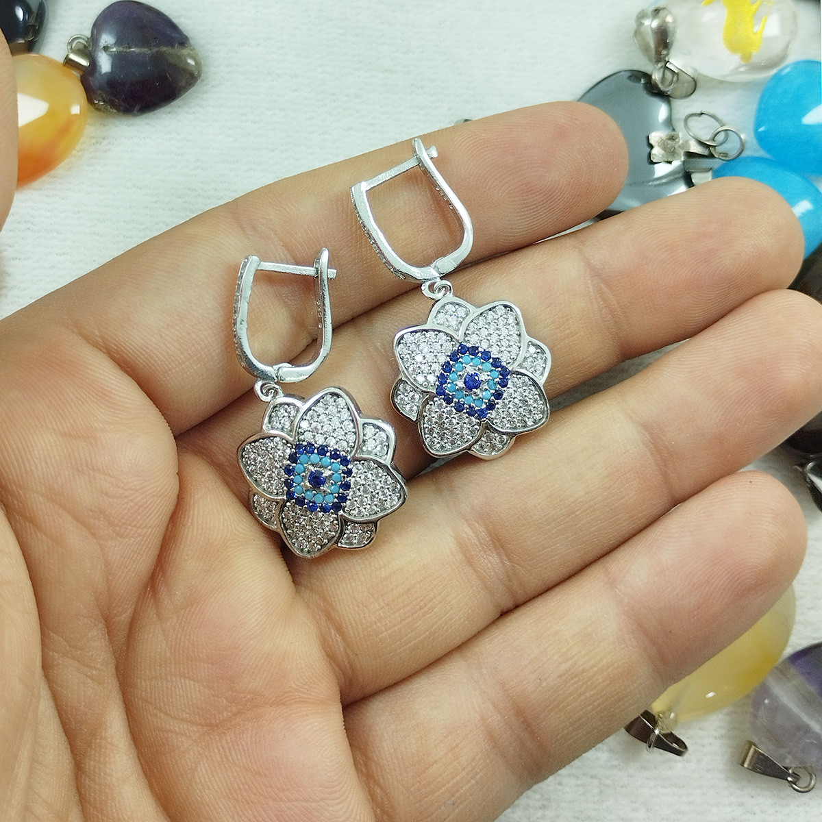 نیم ست نقره زنانه سلین کالا مدل  گل کد pc2-5